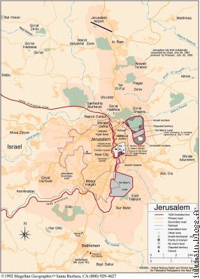 Carte de la ville de Jérusalem